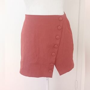 Stylish Button-Accent Mini Skirt in Rust